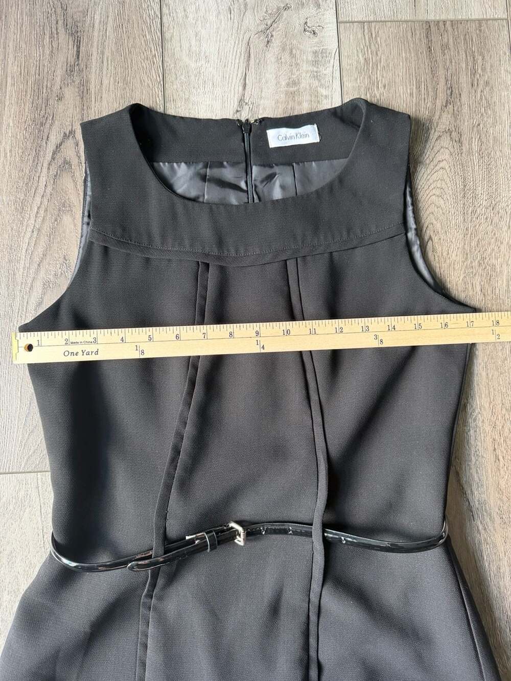 Calvin Klein Women's Black Sleeveless Sheath Dress with Belt - Picture 4 of 8